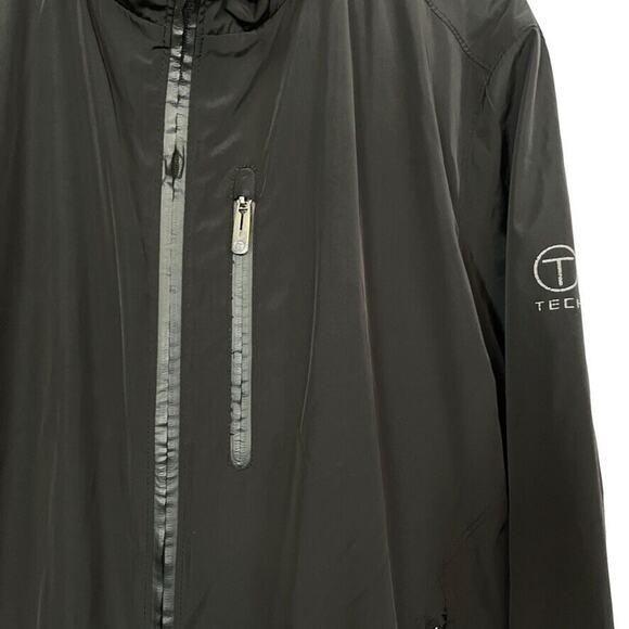 T Tech by Tumi Mens Black Full Zip Hooded Packable Jacket Windbreaker sz L - Picture 6 of 16